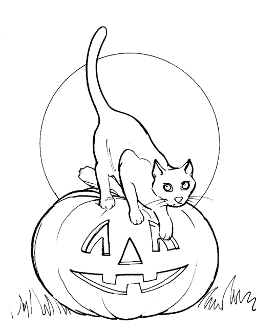 caillou coloring pages halloween cat - photo #45